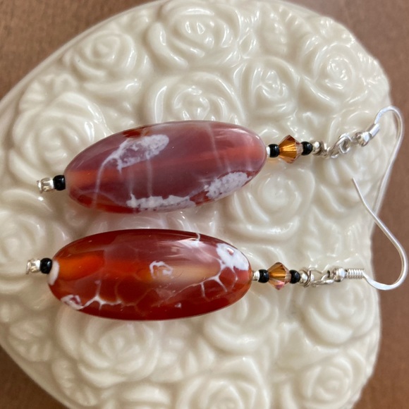 Oval Terra Agate Earrings.... - Picture 4 of 6